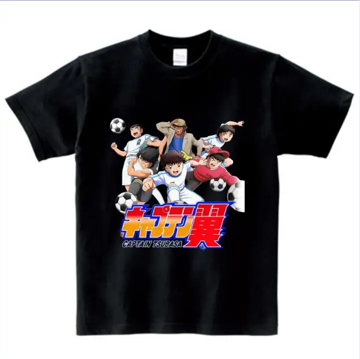 black childreT-shirt Футболка с аниме «Капитан Цубаса» Детская футболка с коротким рукавом для отдыха футболки для мальчиков и девочек От 3 до 8 лет NN - Цвет: black childreT-shirt