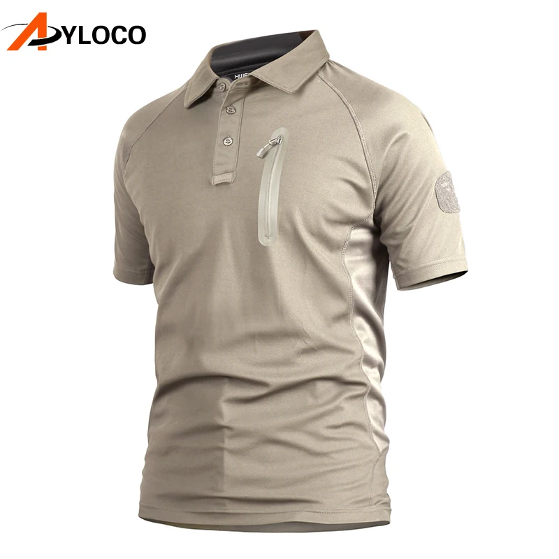 Rápida dos Homens de Combate do Exército Camisas de Carga ao ar Livre de Secagem Militar Tático Camisetas Respirável Lapela Collar Estiramento Casual 9 High Quality Esporte e Lazer