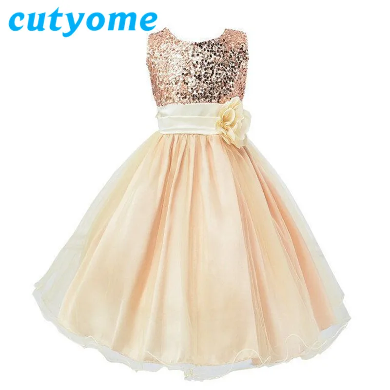 Buy Cheap Cutyome Elegant Girl Formal Evning Dresses For Wedding Party * Kids Costumes Princess Lace Gown Bridesmaid Tulle Sequined Dress