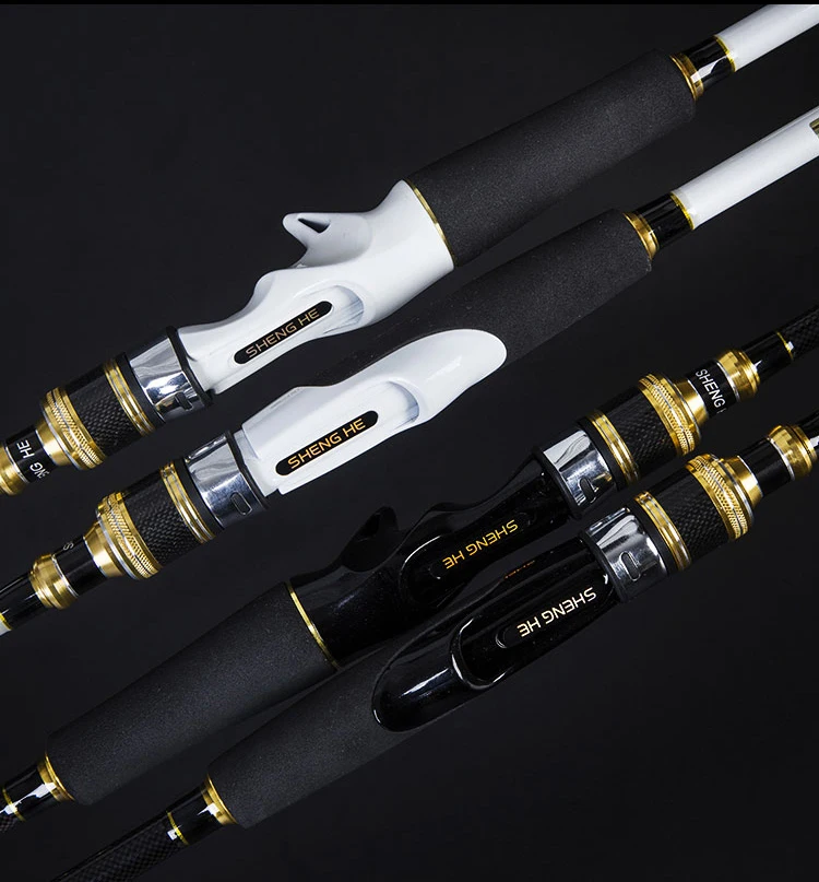 RoseWood SHENGHE M & MH Two Tips Fishing Rod 2017 2.1m 5-22lbs Carbon Fiber Spinning Casting Fishing Rod Black & White 2 Colors  (10)