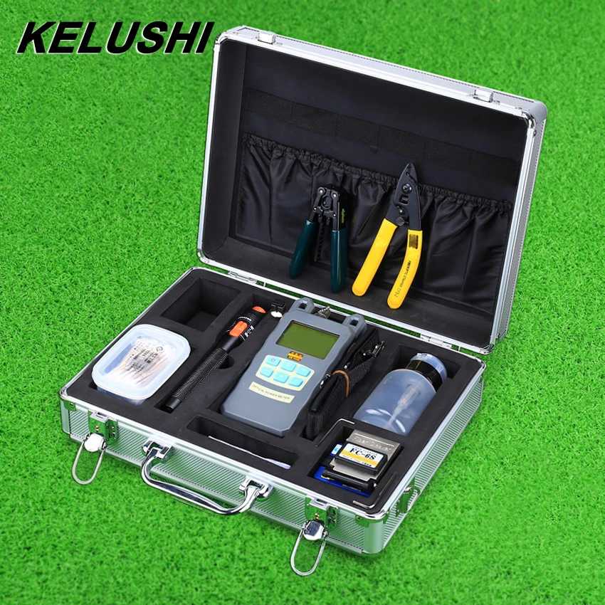 KELUSHI 22 в 1 FTTH Волоконно-оптический набор инструментов FC-6S Кливер 10 мВт прибор для визуального определения повреждения прибор для тестирования тестер Оптический Мощность метр инструмент для зачистки проводов