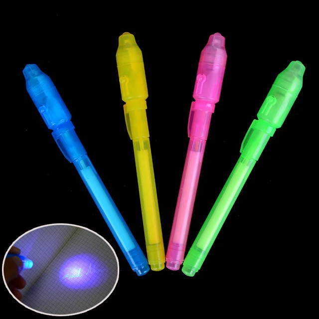 1Pc Popular Invisible Ink Pen Magic 2 In 1 UV Black Light Combo
