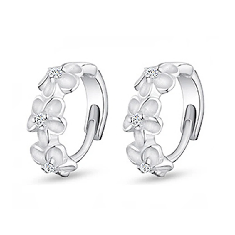 

Silver Simple Flower Shape Fine Earrings For Wemen Punk ROCK ear cuff Jewelry EW2372