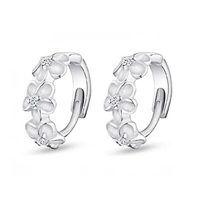Silver Simple Flower Shape Fine Earrings For Wemen Punk ROCK ear cuff Jewelry EW Silver Simple Flower Shape Fine Earrings For Wemen Punk ROCK ear cuff Jewelry EW