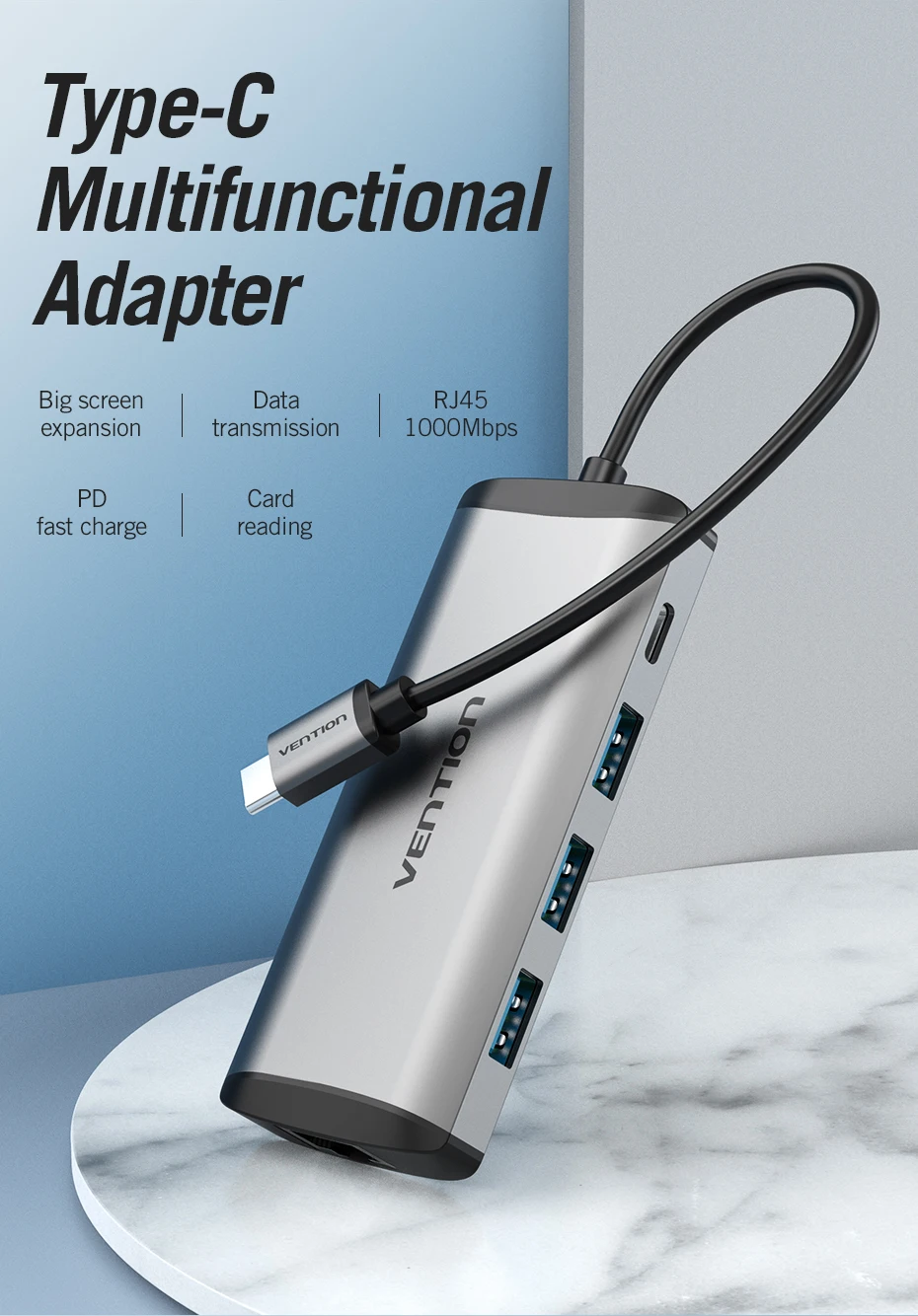 Концентратор Vention type-c USB 3,1 type-c к HDMI USB3.0 PD адаптер для MacBook samsung Dex S8 huawei P20 Pro Thunderbolt 3 док-станция usb-хаб