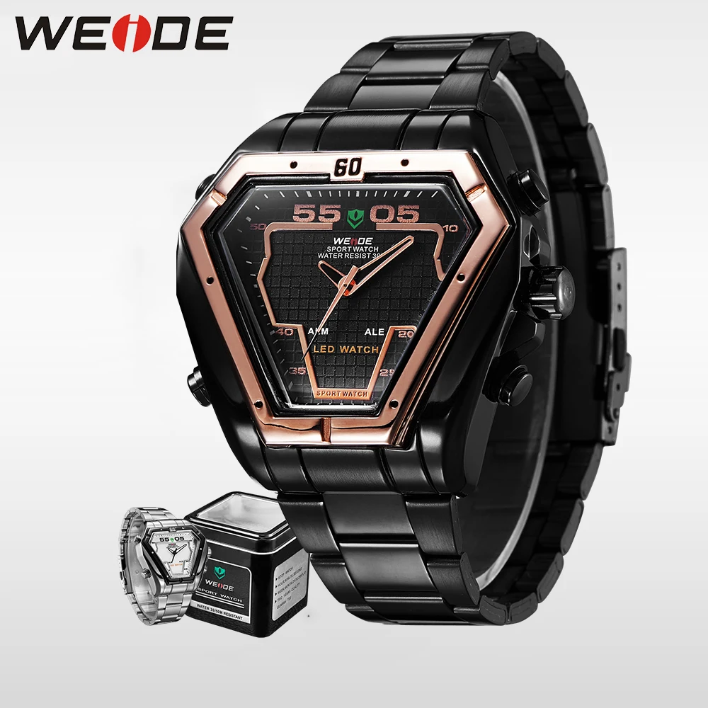 

WEIDE 3ATM Waterproof Men Sports Military Alarm Calendar Repeater Auto Date Back Light Japan Quartz Movement Wristwatches Clock