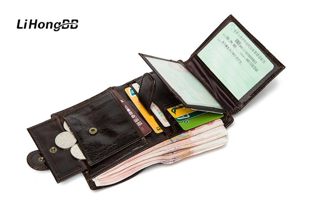 

Genuine Leather Mens Wallets Short Business Purses Male Portable Organizer Caryeira Credit Card Bag Coin Holder Brief Money Bag