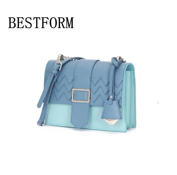 

100% leather handbag designer leather contrast color organ bag shoulder diagonal chain bag sleek minimalist small square bag
