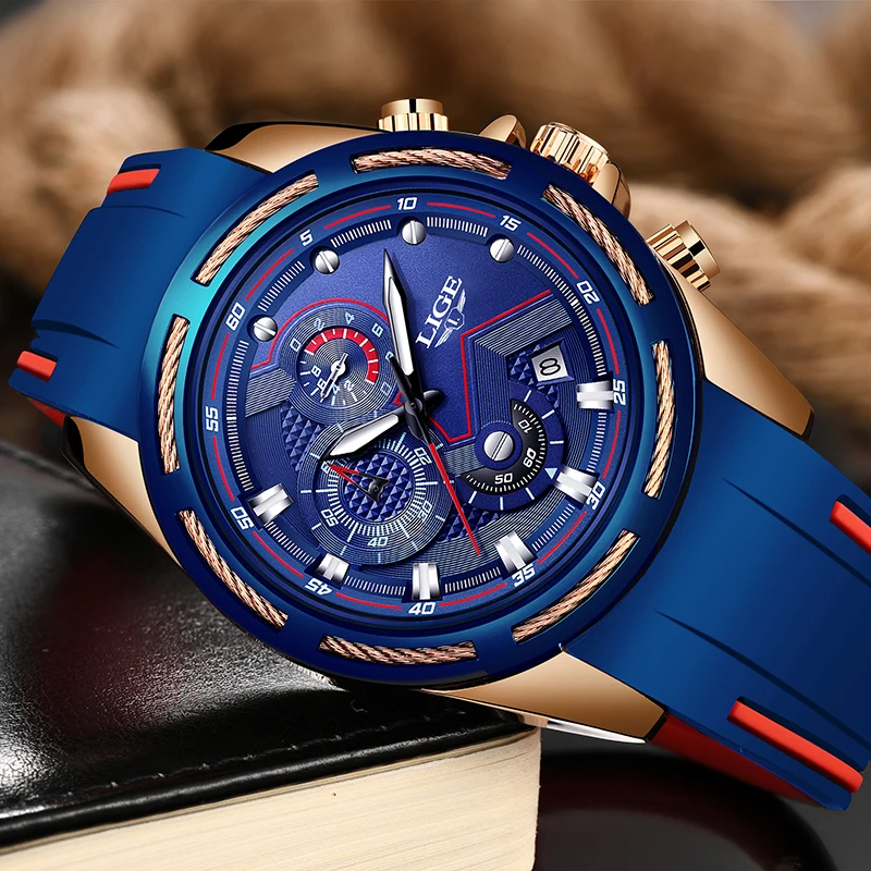 Preise LIGE Casual Sport Uhren für Männer Blau Top Marke Luxus Military Wasserdichte Armbanduhr Mann Uhr Mode Chronograph Armbanduhr