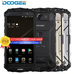 DOOGEE S60 водонепроницаемый противоударный с IP68 Телефон 5,2 ''FHD Helio P25 Восьмиядерный 6 ГБ 6 4G B смартфон 4G android 7 5580 мАч 21.0MP Камера