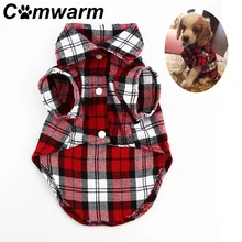 Comwarm Pet Puppy Dog Shirt Vests Plaid Stripe Pet T Shirt Cotton Cat Grid Costumes Dog Summer Clothes Jacket Coats