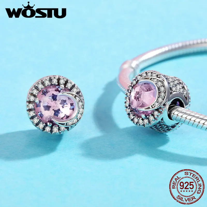 WOSTU 2 вида цветов из стерлингового серебра 925 пробы с блестящими звездами и луной