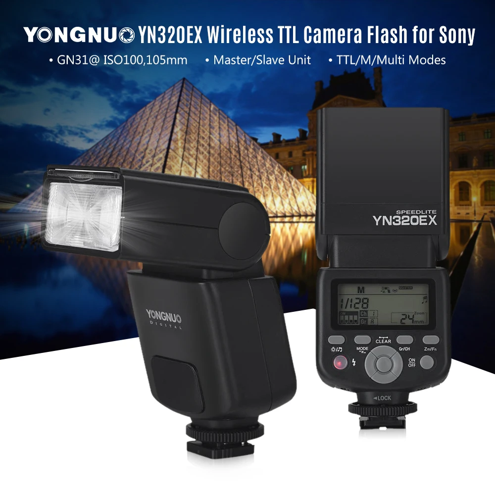 YONGNUO YN320EX Wireless TTL Camera Flash Master Slave Speedlite 1/8000s HSS GN31 5600K for Sony A7/ A7R/ A7S/ A58/ A99/ A77 II/ A6000/ A6300/ A6500 