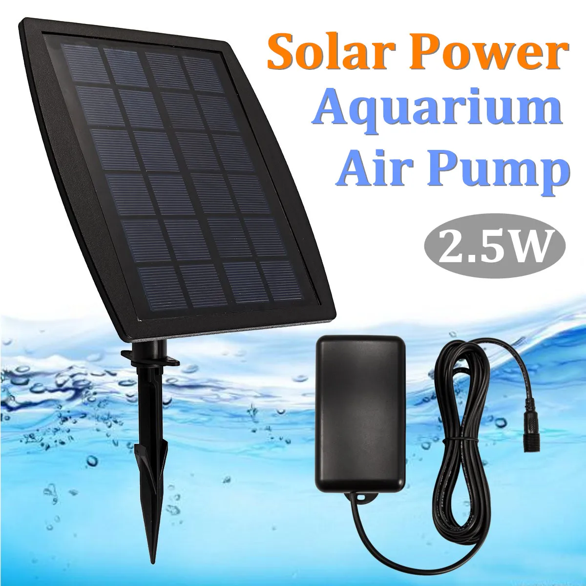2.5W Solar Power Aquarium Air Pump Fish Tank Pond Oxygen Hydroponics