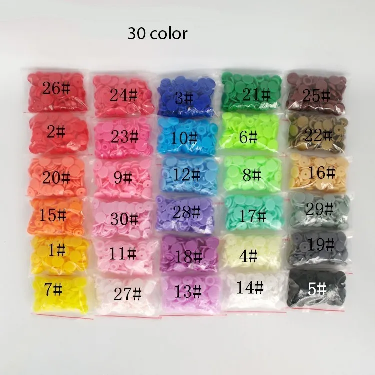 

PGY Wholesale Price 20 Sets KAM T5 baby Resin Snap Buttons Plastic Snaps Press Stud Fasteners 30 colors Clothing Accessories H