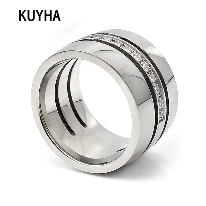

Stainless Steel Rings for Men Women Fashion Wedding Band Engagement Geometric Zircon Rhinestone Jewelry for Lovers