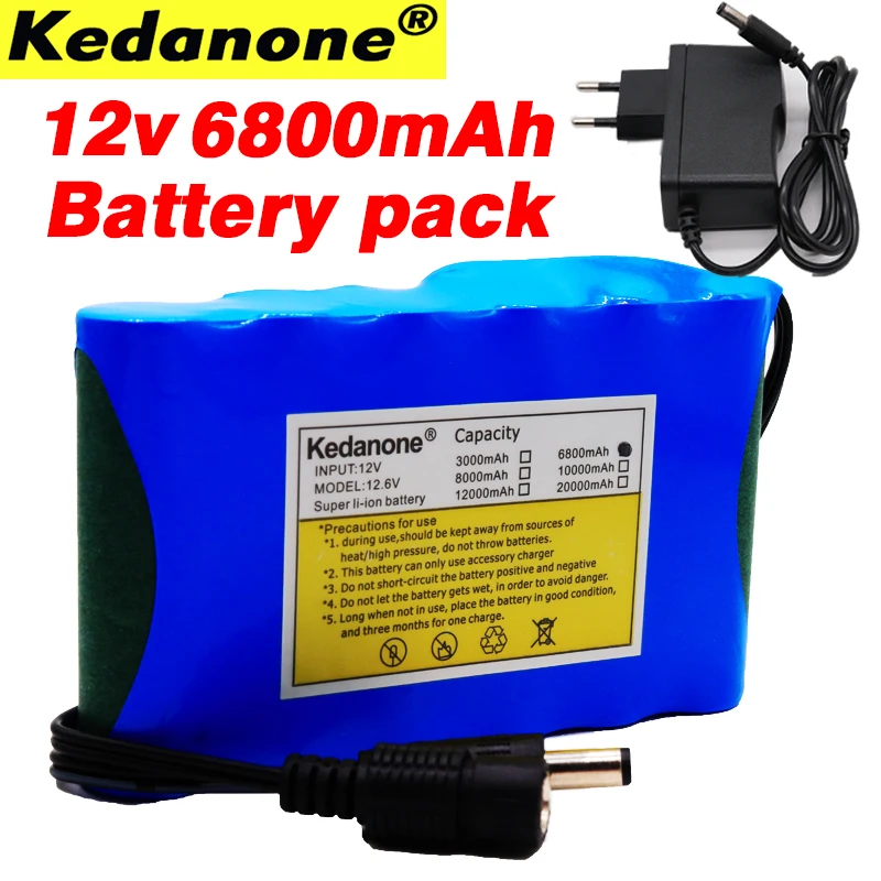 Портативный Супер 12 v аккумулятор 6.8Ah 18650 перезаряжаемый литий-ионный Емкость DC 6 V