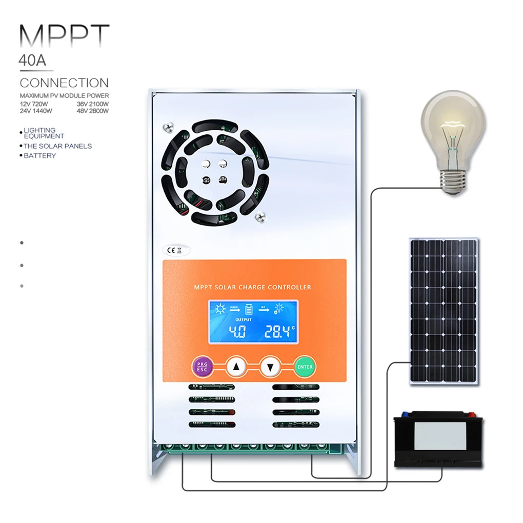 

Solar Controller Smart Identification Panel Battery Charging Regulator 12V 24V 36V 48V MPPT With Communication Fan