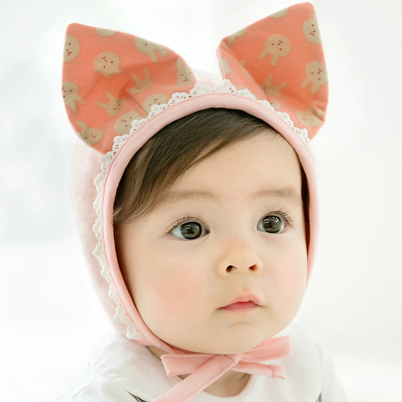 

2019 Newborn Baby photography props girl Hat Rabbit Ears Lace Earmuffs Hat Cartoon Full Cotton-padded Cap best gift for baby