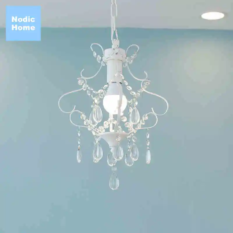 

Nordic E27 LED Crystal Wrought Iron Black/White Light For Living Room Lustre Chandelier Lighting Pendant Hanging Ceiling Fixture