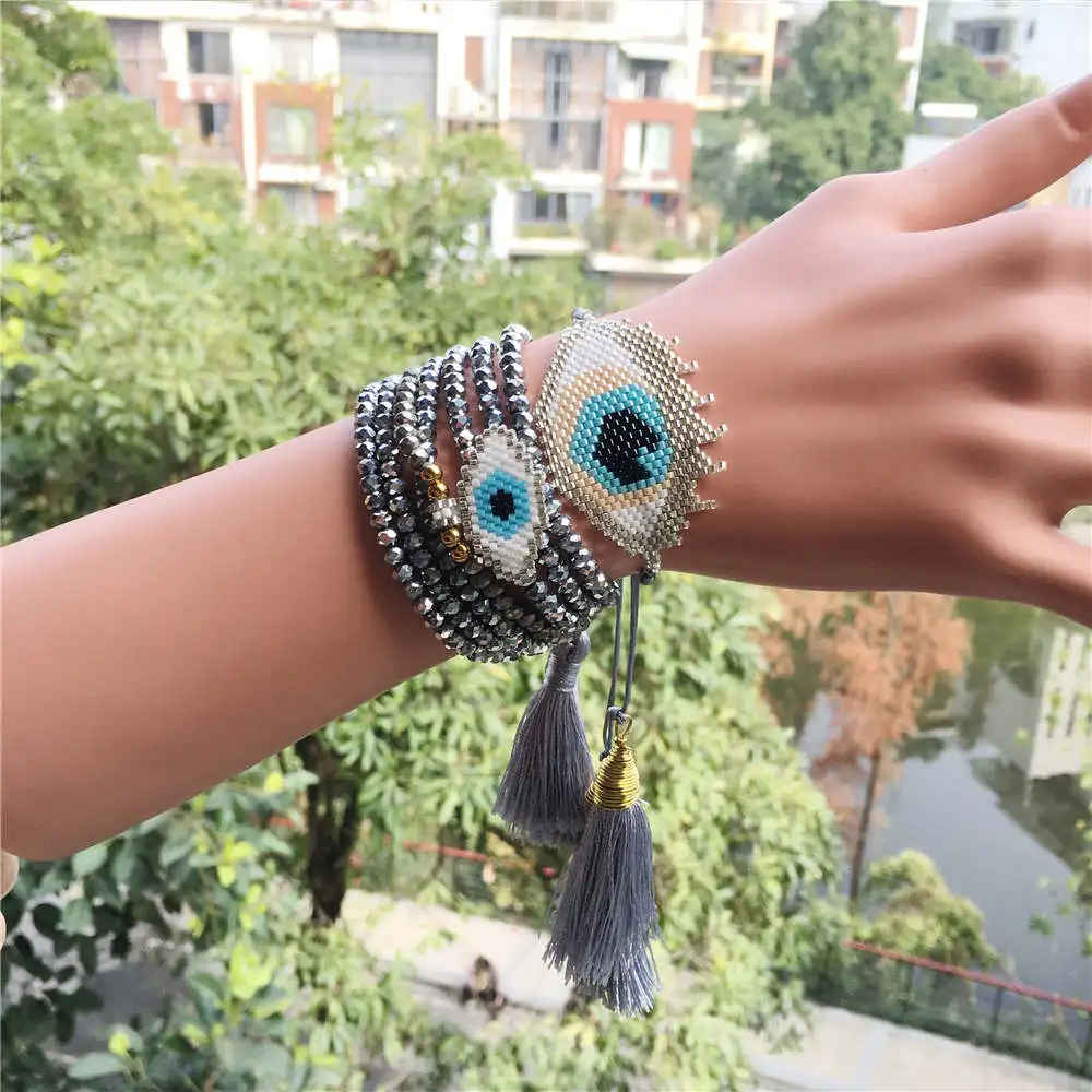 Go2boho MIYUKI браслет Турецкий Дурной глаз Pulseras Mujer сглаза очаровательный браслет Delica бусины ювелирные изделия для женщин Кристалл Bileklik