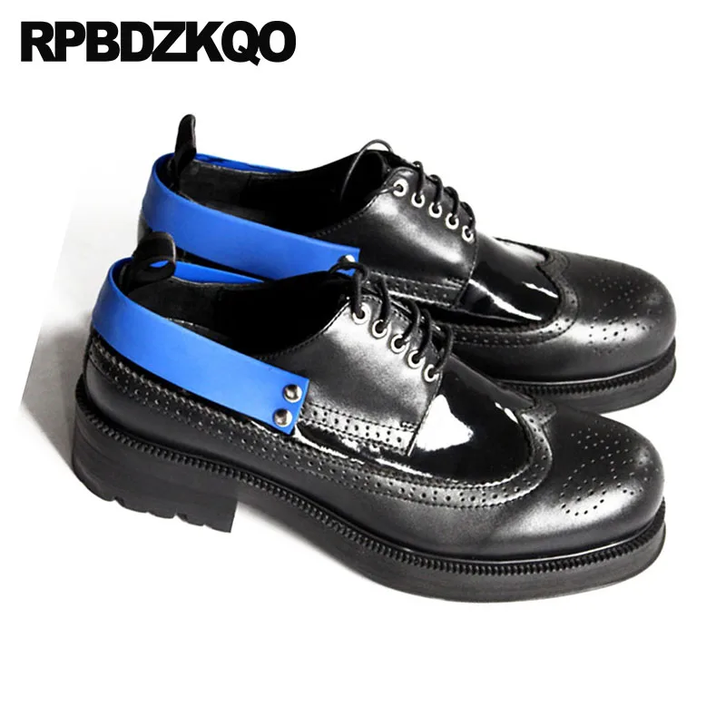 Cuir Luxe À La Chaussures Hommes Formelle Plus rouge blanc Bout Italie De D'aile Richelieu Européenne Main Robe Véritable En Italien Creepers Oxfords Taille Bleu awOzY