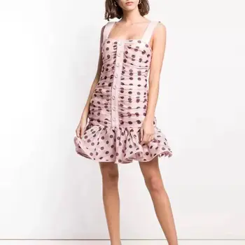 

White Pink Summer Dress High Quality Sexy Ruffles Sleeveless Night Club Fashion Women Party Dresses Women