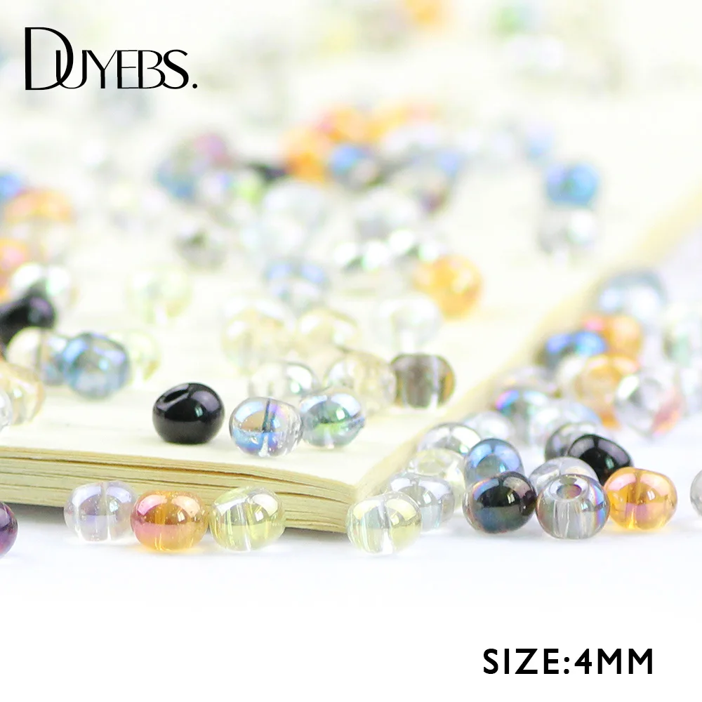 

DUYEBS 4*6mm Ball Multicolored Transparent Austrian Crystal 100pcs Earrings Pendant glass Loose Spacer Beads For Jewelry Making