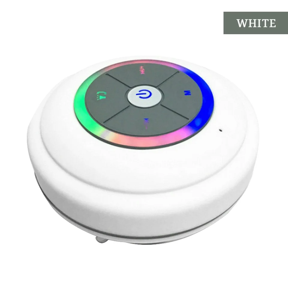 Беспроводной Bluetooth динамик водонепроницаемый Led FM радио сабвуфер Bluetooth Колонка TF карта присоска мини Душ динамик для мобильного телефона - Цвет: white