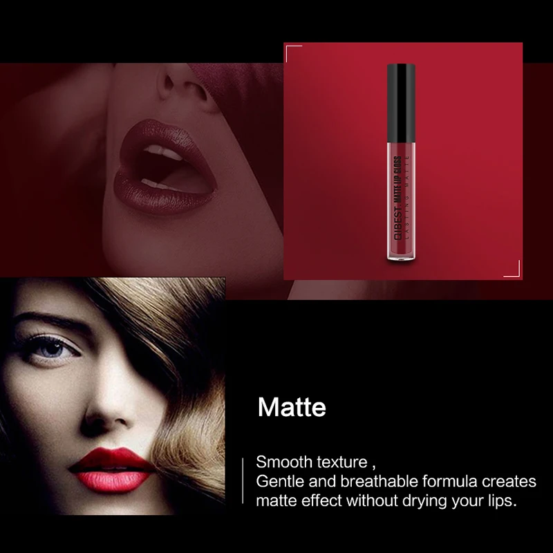 Qibest Matte Lipstick Liquid Nude Batom Mate Makeup Waterproof Liquid Lipstick Long Lasting Lip Tint Matte Cosmetic No-stick Cup