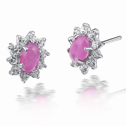 

Brinco Qi Xuan_Free Shipping Red Stone Elegant Flower Earrings_S925 Solid Silver Fashion Earrings_Manufacturer Directly Sales