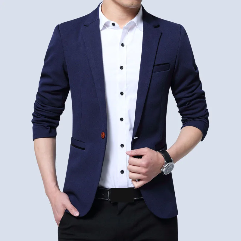 Men's Casual Slim One Button Suit Blazer Fashion New Stylish Formal Coat Jacket Tops Slim Fitted Male Fashion Blazers