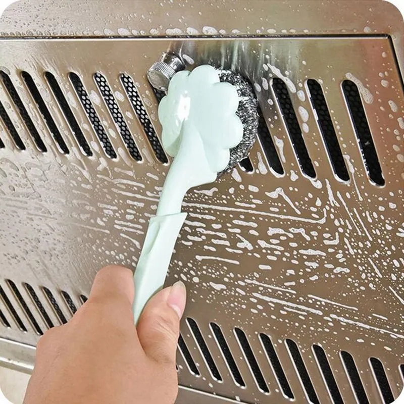 

Wire Ball Brush with Long Handle Cleaning Brush for Kitchen Hanging New Utility Stainless Steel Strong Cleaning Tools