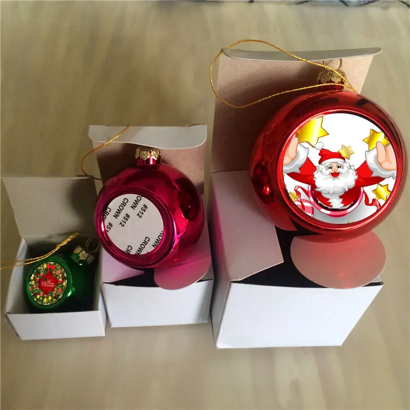 sublimation christmas ornament ball charm personalized blank consumables hot transfer DIY custom gifts 6colours 48pcs/lot