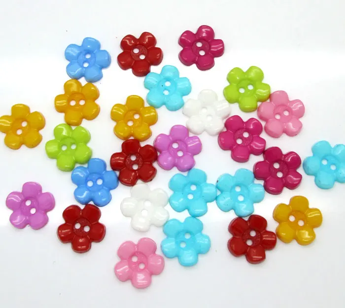 

100Pcs Mixed Acrylic Flower Shape Sewing Buttons For Kids Clothes Scrapbooking Decorative Botones Handicraft DIY Accessories
