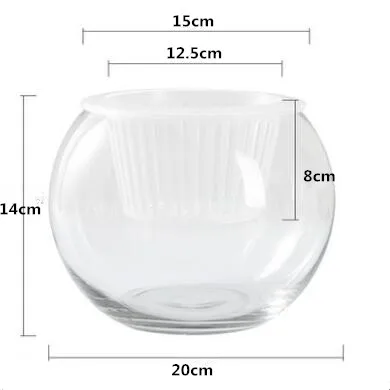 Диаметр = 20 см стеклянная декоративная домашняя ваза гостиная спальня офисное цветочное украшение стеклянный аквариум - Цвет: 1pc flat bottom vase