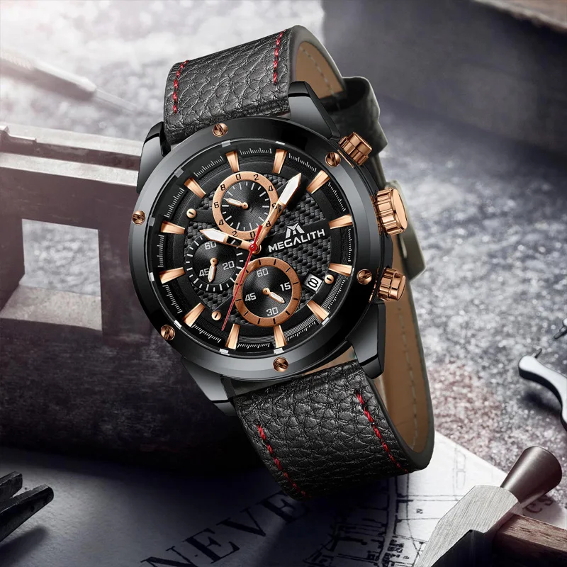 MEGALITH Fashion Luxury Sport Men Watch Waterproof Military Chronograph Watches Clock Men Casual Leather Quartz Wrist Watch Male MEGALITH Fashion Luxury Sport Men Watch Waterproof Military Chronograph Watches Clock Men Casual Leather Quartz Wrist Watch Male