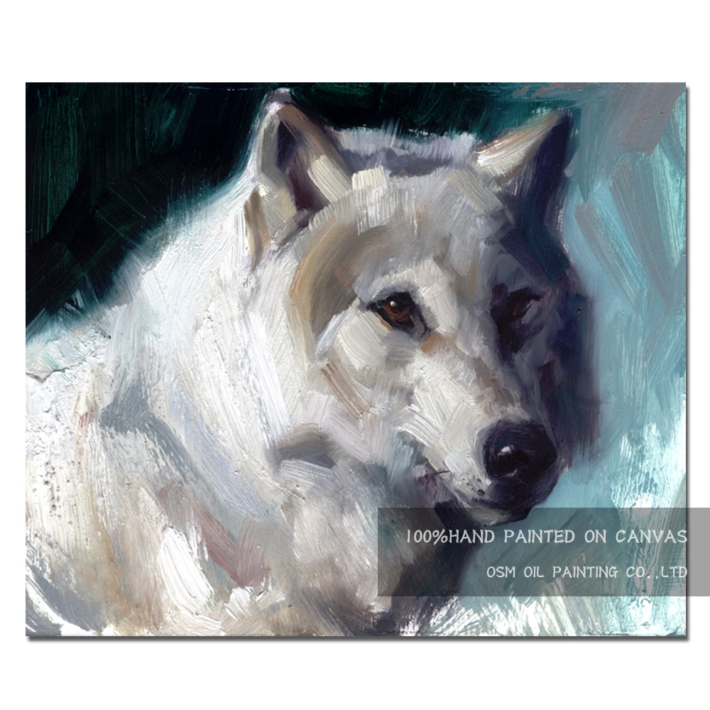 Skilled Painter Hand painted High Quality Modern Abstract Timber Wolf Oil Painting on Canvas