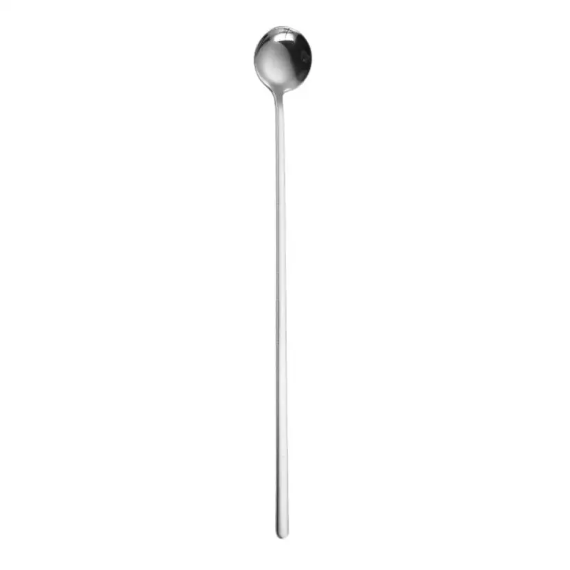 Новое поступление Красочная ложка с длинной ручкой столовые приборы кофе для питья кухонный гаджет Горячая - Цвет: Silver