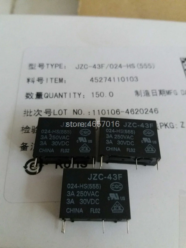 10 шт./лот релейка JZC-43F 024-HS (555) Новые и оригинальные | Обустройство дома