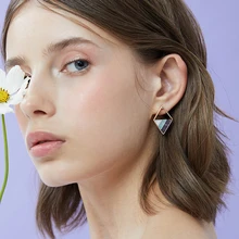 

MTCHONG Punk Design Fashion Enamel Square Triangle Geometric Faux Stone Stud Earring Women Party Jewelry Pendientes Brincos 91