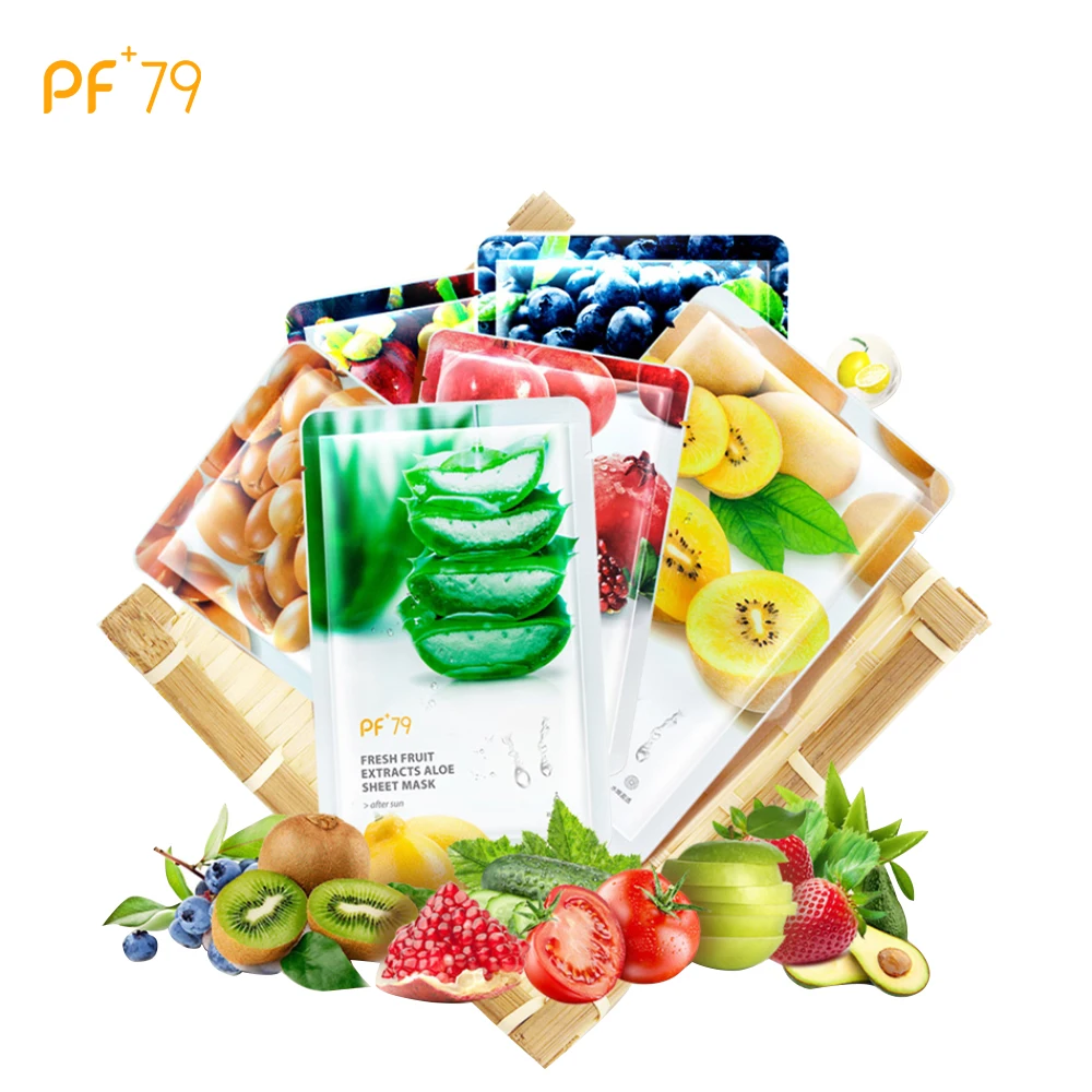 PF79 6pcs Sheet Masks Skin Care Fruit Facial Mask Moisturizing Oil Control Blackhead Remover Wrapped Mask Face Care Mask