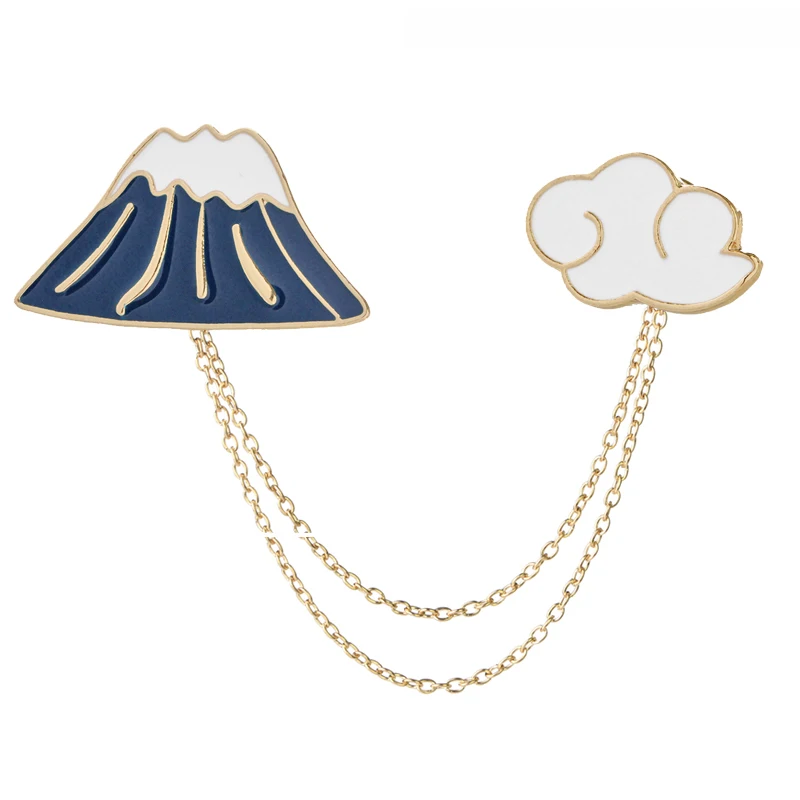 

Clothing Accessories Fuji Hills Snow Mountain Cloud Broches With Chain Collor Pins Set Badge Party Enamel Brooch For Children