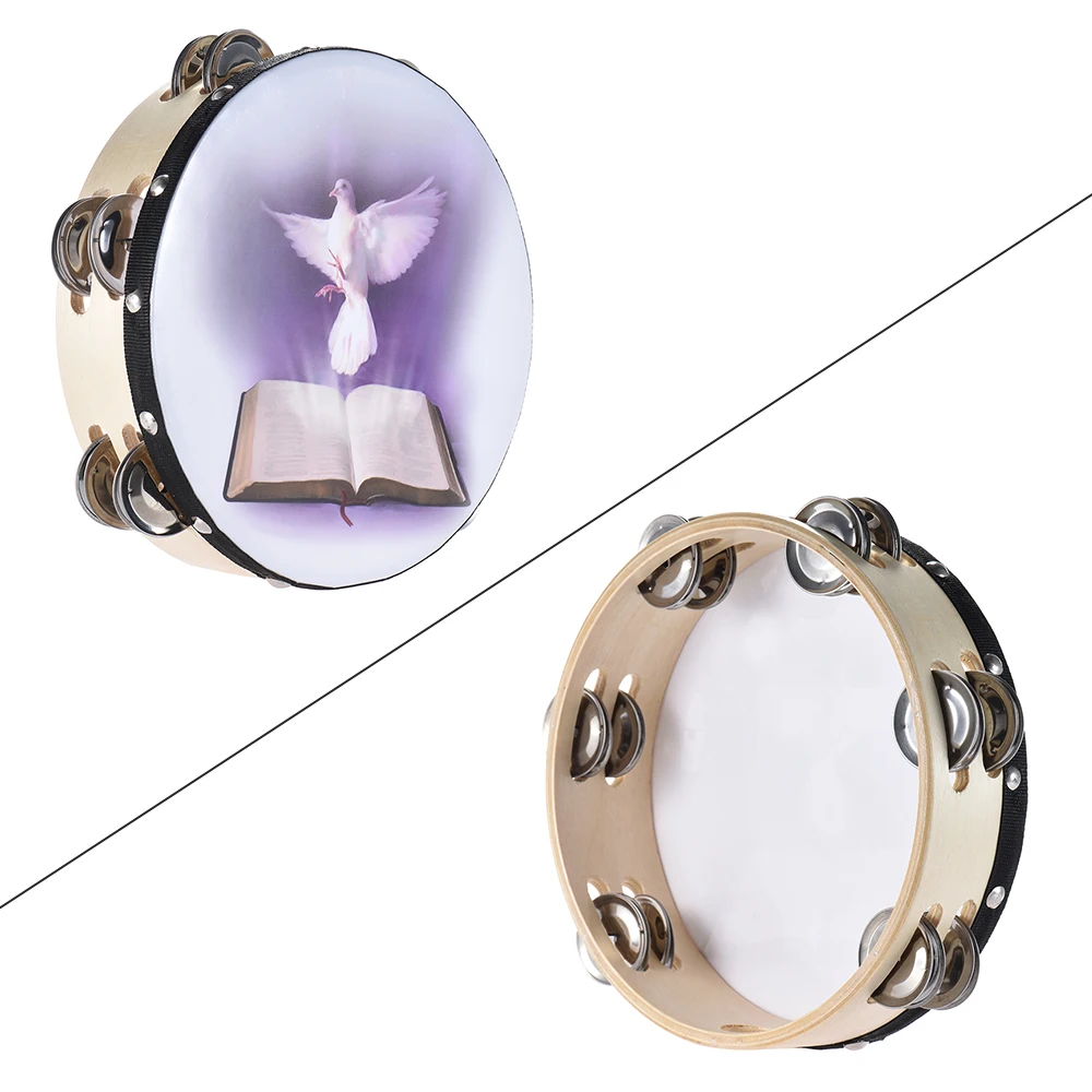 8 Double Row Jingle Tambourine Handbell Clap Drum Percussion Instrument