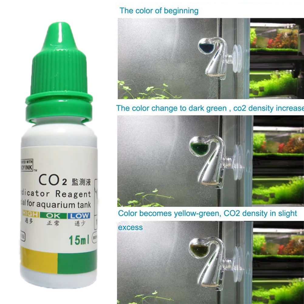

15ml Small Size CO2 Bottled Aquarium Liquid Test Monitoring Living Condition Portable Indicator Solution Fish Tank Lightweight
