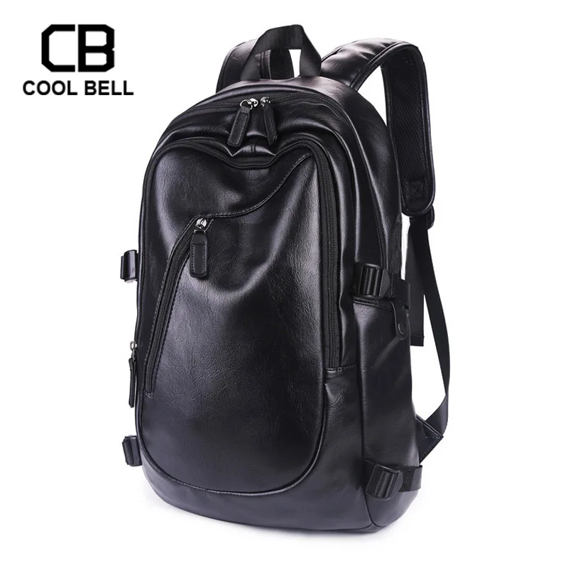 

2019 New Men Backpack Casual Travel Bag Vintage PU Leather Backpack Men Waterproof Laptop Backpack Large Capacity School Bag