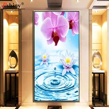 Pshiny 3d вышивка с кристаллами цветы анютины глазки воды квадратные Стразы принять заказ DIY алмаз F216