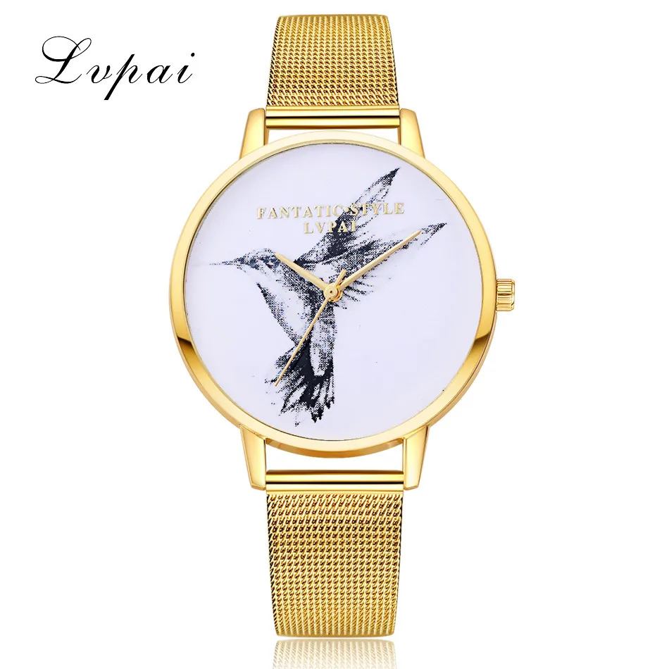 

Lvpai Mesh Luxury Rose Gold Hummingbird Women Dress Watches Stainless Steel Bracelet Clock Fashion Ladies Quartz Watches N#