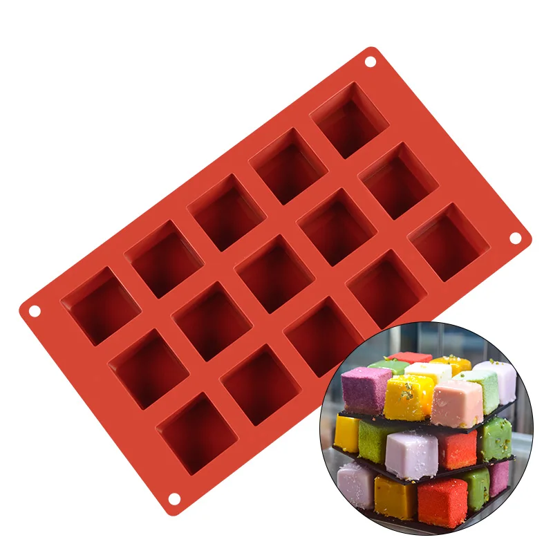 

15 Cavity Cube Square SiliconeMousse Mold for Cake Decorating Tools DIY Dessert Cake Molds Pastry Tools Baking