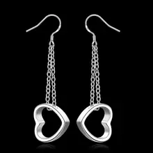 Estilo del verano fine silver plated pendientes 925-sterling-silver joyería pendientes de gota del corazón para para SE346